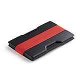Radix One Slim Wallet (Black/Red) - Minimalist Front Pocket Ultralight Thin Polycarbonate Wallet Money Clip