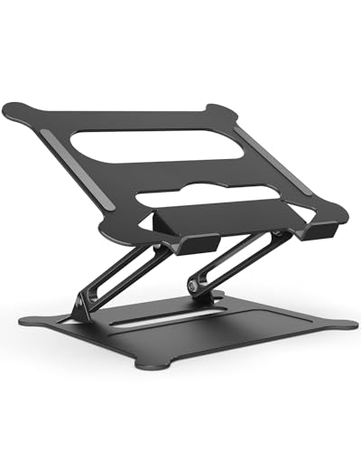 Laptop Stand for Desk, Portable Laptop Stand, Foldable Laptop Riser with Heat Dissipation, Adjustable Height, Compatible with MacBook Air/Pro, Dell, HP, Lenovo, and More 10-15.6" Laptops, Black