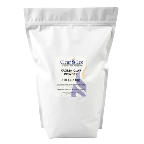ClearLee Kaolin Clay Cosmetic Grade Powder - 100% Pure Natural Powder - Great For Skin Detox Rejuvenation and More - Heal Damaged Skin - DIY Clay Face Mask (5 LB)