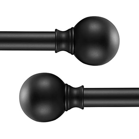 Industrial Curtain Rods, Iron Curtain Rods for Windows 72 to 144, 3/4 Inch Curtain Rods Ball Finials, Black Curtain Rods, Outdoor Farmhouse Curtain Rod Room Divider, 72-144" Matte Black 2 Pack Cover