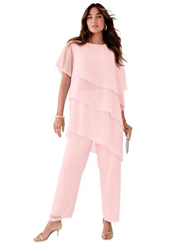 Roaman's Women's Plus Size Plus-Size 2 Piece Tierred Ruffle Top