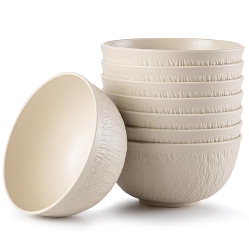 HXYPN 8pcs Unbreakable Cereal Bowls Wheat Straw Bowl Sets plastic soup bowls 26oz