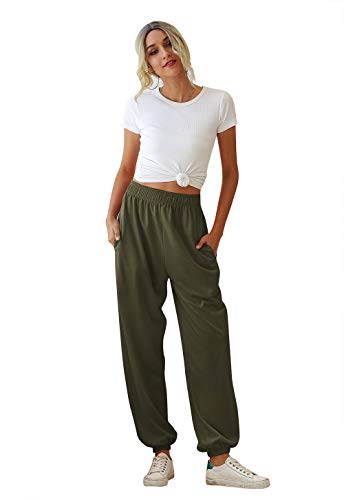 Women's Pants Loose Jogger Sweatpants Lounge Pockets Pants bao-green-2XL