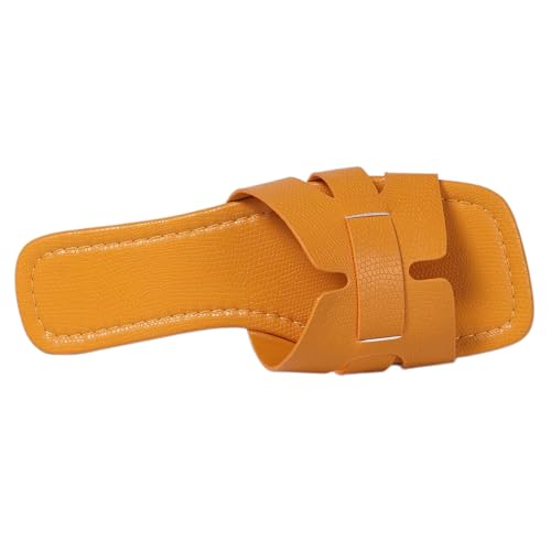 Image of Women's Dressy Casual Flat Sandals, Elegant Comfortable Slip-On Slides with Textured Upper, Versatile Dressy Style for Everyday Wear