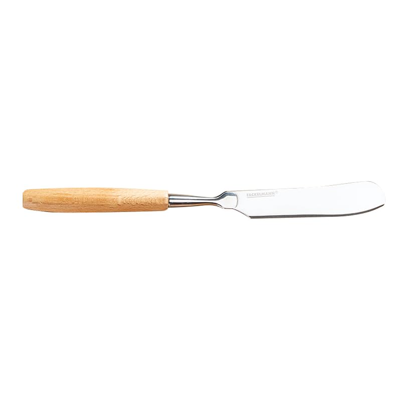 Fackelmann Cuchillo para mantequilla y queso crema con mango ecológico de madera de haya, certificado FSC, 25 cm en color marrón, limpieza a mano