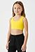 Kurve Girl’s Sleeveless Tank Top - Seamless Stretchy Strappy Back Crop Racerback Bra - Shirt Sports Bra for Kids, UPF 50+ Made in USA, Yellow-83, Age 9-14
