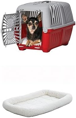 Bundle of Midwest Spree Travel Pet Carrier and Pet Carrier Bed | Hard-Sided Pet Kennel Ideal for Toy Dog Breeds, Small Cats & Small Animals | Dog Carrier Measures 19.1L x 12.5 W x 13H - Inches