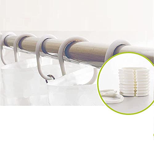 CASA-NEST Waterproof PVC Shower Curtain for Bathroom - Floral Wildflower Print (Red, Blue, & Yellow) - 7 Feet (54 x 84 Inch) with 8 Hooks, White Brush001