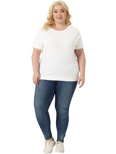 Image of Agnes Orinda Plus Size Women's Pullover Sweaters Soft Tops, Short Sleeves
