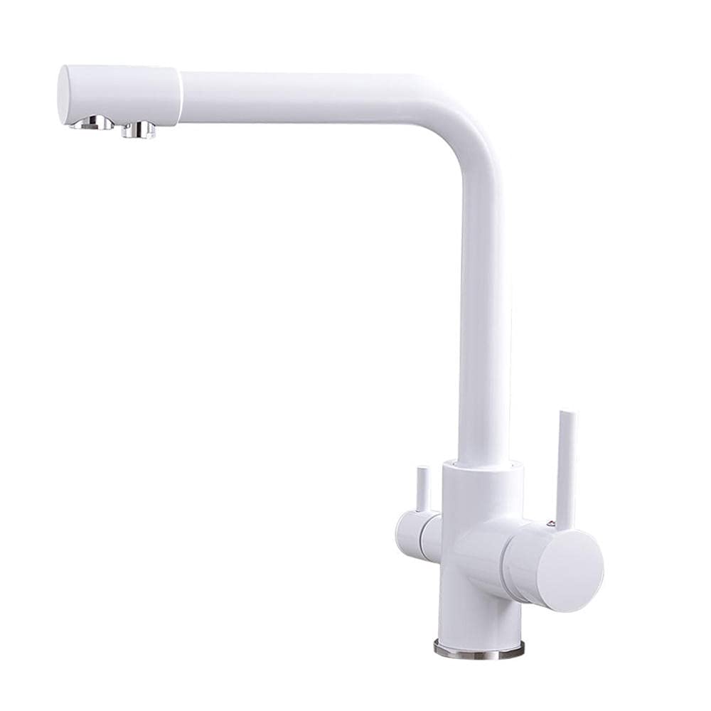 Mitigeur de cuisine 3 voies laiton blanc eau pure et rotatif 360°