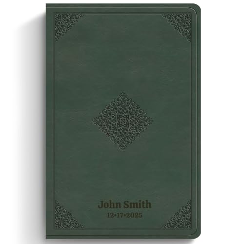 Image of Personalized ESV Large Print Bible for Adult, Name Engraved, Standard Size | Customize Your Green Faux Leather Bible Your Way, Stay-Open Lay-Flat & Easy-Read Two-Column, Christian Occasion Gift
