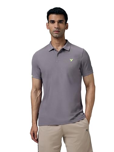 Image of TECHNOSPORT Men's Polyester Slim Fit Self-Design Short Sleeve Polo Matpiq T-Shirt with Anti Microbial, Techno Dry for Regular and Casual Use