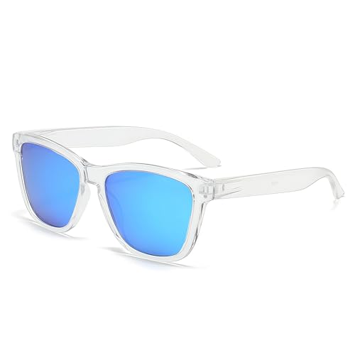 Lunettes De Soleil Homme Polarisées, Lunettes De Soleil Homme, Lunettes De Soleil Femme – Lunettes Miroir Uv400 Avec Monture Transparente, Style Moderne Carré,...