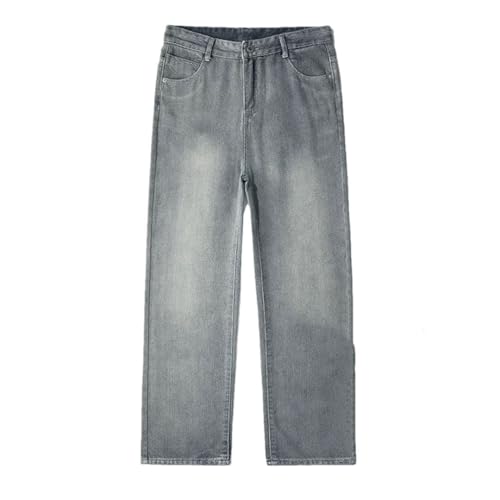 Men Warm Jeans Vintage Streetwear Straight Denim Trousers Thicken Casual Wide Pants