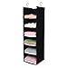 MAX Houser 6 Tier Shelf Hanging Closet Organizer, Closet Hanging Shelf with 2 Sturdy Hooks for Storage, Foldable (Black)