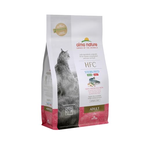 almo nature HFC Adult Sterilised, Crocchette per Gatti Adulti - Salmone Fresco - Sacco da 1,2 kg