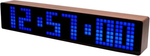 Adventurers Digital Alarm Clocks for Bedrooms, Black Walnut Clocks for Living Room with Big Numbers,Auto Brightness,Adjustable Alarm Volume,Auto DST,Temperature, Humidity, Air Pressure (Blue)
