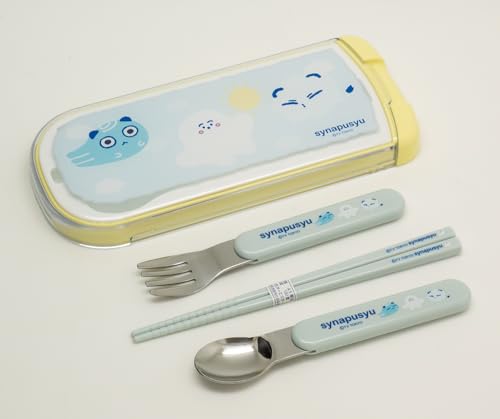 OSK(オーエスケー) ケース付き カトラリーセット シナぷしゅ 引きフタトリオ 日本製 食洗機対応 箸 スプーン フォーク付き 抗菌 可愛い おしゃれ 男女兼用 大人用 子供用 CT-20