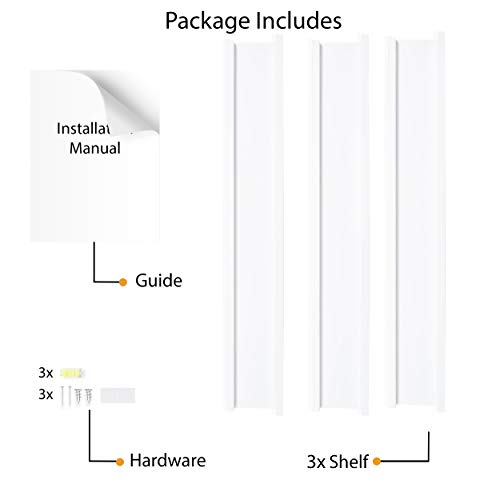 Wallniture Denver Wall Mounted Floating Shelves For Nursery Decor - Kid’s Room Bookshelf Display - Picture Ledge White 22 Inch Set Of 3 #TOP5