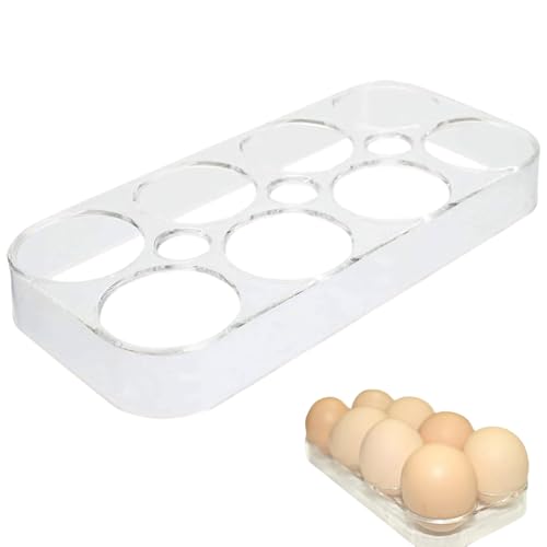 Egg Tray - Homiladi Plastic Durable 8-Egg Holder Box | Refrigerator Egg Crate | Clear Holder Boxes | Space-Saving Kitchen & Countertop Storage Container for Fresh Eggs