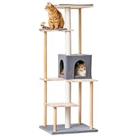 Amazon.co.jp: Mwpo キャットタワー 木製 木目調キャットタワー 新素材