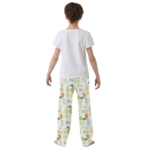 Bear Got Lucky Clover Boys Long Pants Soft Trousers Elastic Waist Kids Lounge Bottoms with Pockets S-XL3