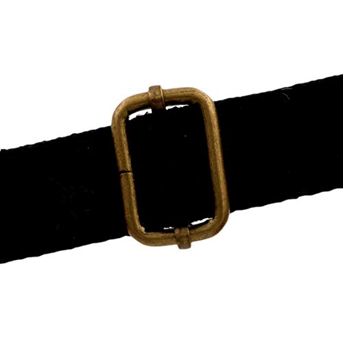 BIKICOCO Metal Slide Adjuster Buckle Tri-Glides with Movable Center Bar, for Straps, 1 x 0.6 Inch, Bronze, Pack of 20