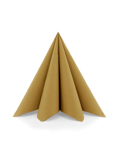 Sovie HORECA Serviette GOLD aus Linclass Airlaid, 40 x 40cm, 1/4 Falz, 50 Stück, hochwertige Einwegservietten für Gastronomie Hotel Catering und elegante Tischdekoration