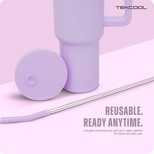 Image of Tumbler with lid and Straw 1200ML Cup Stainless Steel Hot and Cold with Handle and Lid 2 Straw Vacuum Insulated Tumbler for Water, Iced Tea or Coffee Office Gym Travelling