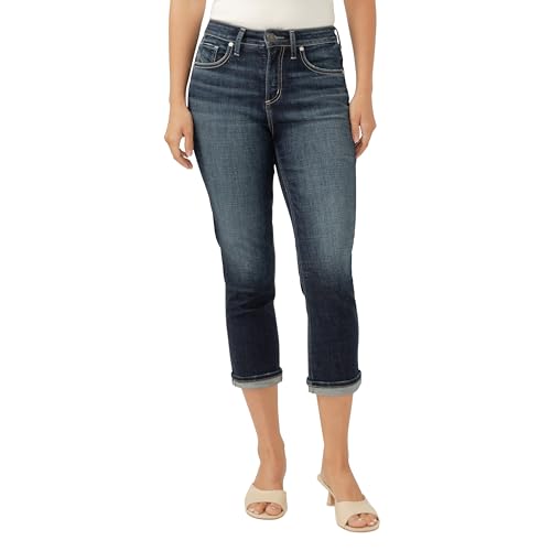 Silver Jeans Co. Women's Avery High Rise Curvy Fit Capri Jeans