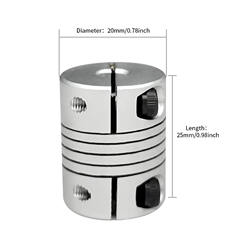 Sinoblu Flexible Beam Coupling 6Mm To 6.35Mm, Aluminum Alloy Shaft Coupling 25Mm Length 20Mm Diameter, Stepper Servo Motor Flexible Coupler Joint Connector For 3D Printer Cnc Machine Diy Encoder #TOP2