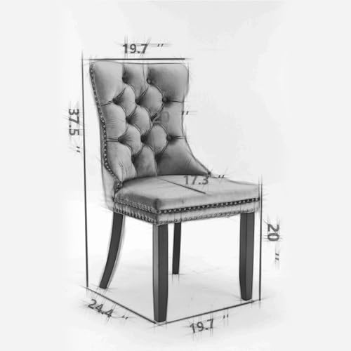 Image of Virabit Tufted Velvet Upholstered Chairs Set of 2, Nailhead Back and Ring Pull Trim, Solid Wood Chairs for Kitchen /Bedroom /Dining Room (Beige)