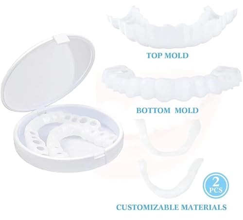 Denture Teeth Temporary Fake Teeth Snap On Top and Bottom for Men and Women, Fix Confident Smile