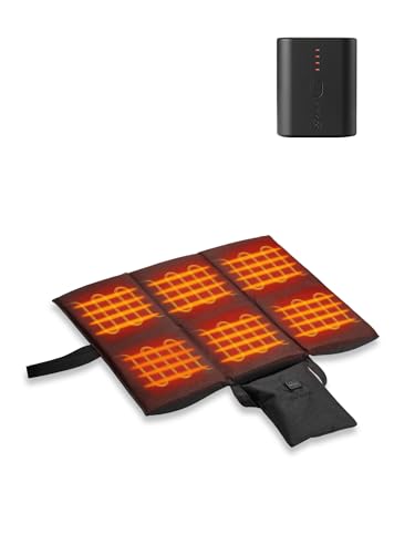 ORORO Cojín de asiento calefactado con batería, plegable con calefacción USB, para silla de oficina, estadio y camping (negro)