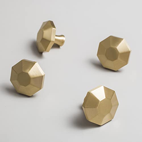 Dapaniy Solid Brass Knobs Brushed Gold Knobs, Octagonal Cabinet Dresser Drawers Kitchen Hardware Door Knob, Euro Style Dresser Drawer Knob Handles, 2Pack #TOP7