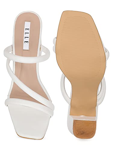 Image of ELLE Women's Solid Block Heels Slip-On Sandals