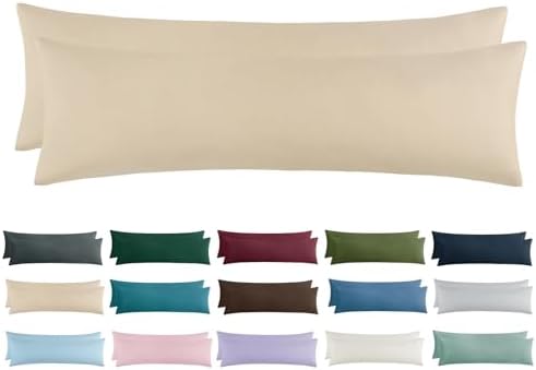 Aisbo Kissenbezug 40x145 2er Set - Seitenschläferkissen Bezug 40 x 145 Khaki mit Reißverschluss aus Mikrofaser Weich, ÖKO-TEX Kopfkissenbezug 145x40 für Seitenschläfer Kissen