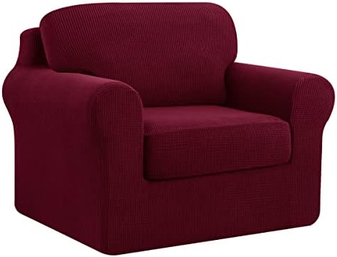 subrtex 2-Seater Sofa Cover with 2 Separate Cushions and 2 Backrests Covers, 5 Pieces Stretch Sofa Slipcover Replacement Furniture Protector (Loveseat, Cream)