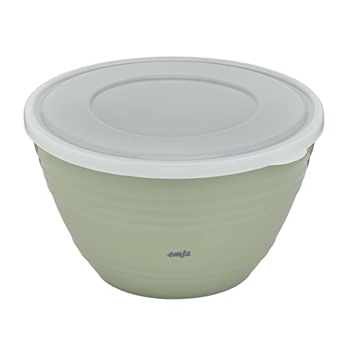 Emsa K32527 Prep&Bake Kunststoff-Rührschüssel 2,75 L | mit konservierendem Deckel für die Aufbewahrung im Kühlschrank | rutschfester Boden | perfekte Stabilität beim Mischen | spülmaschinenfest | Grün