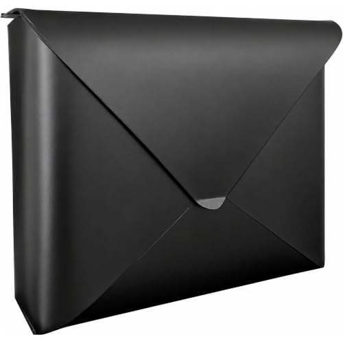 Image of NACH Sleek Envelope Waterproof Wall Mount Mailbox, Large for Outside, Extra Large Capacity, Black, 12.5x4x10 Inches, MB-6950