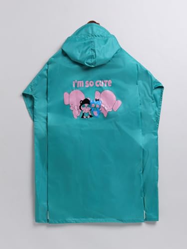 Image of Rupa Girls Polyvinyl Chloride (Pvc) Unisex Kids Unisex Rainwear, Cartoon Print Waterproof Long Longcoat /Raincoat With Adjustable Hood For Boy And Girl And With Space For School Bag. Pack Of 1