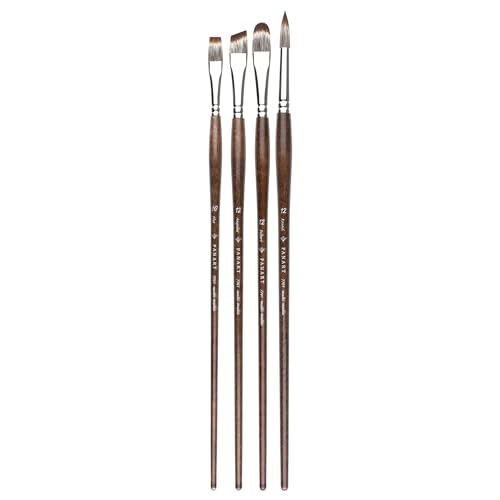 Pan Art Lot de 4 pinceaux synthétiques en Forme de mangouste n°10-12 – Allround – Idéal pour la Peinture et Les projets artistiques