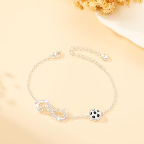 Image of Softball /Volleyball /Soccer /Basketball Bracelet for Girls Teen Women,14K Gold Plated Infinity Charm Link Bracelet Sports Accessories Jewelry Gifts for Lovers Players Team Coach