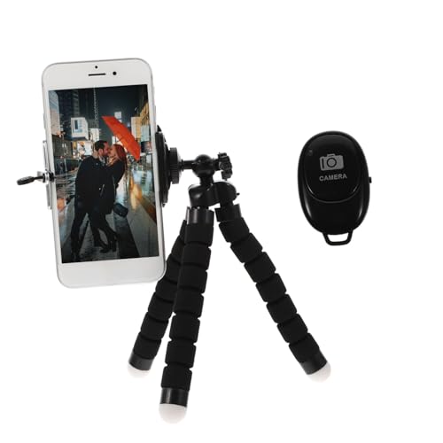 Kisangel Minitrípode para Cámara y Teléfono De Acero Inoxidable, Compacto y Estable, Esponja Antideslizante, para Fotografía y Vídeo, Portátil y Resistente, Color Negro