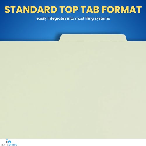 1InTheOffice Pastas de classificação Pressboard, tamanho ofício, 2 divisórias, 6 fixadores, verde, p