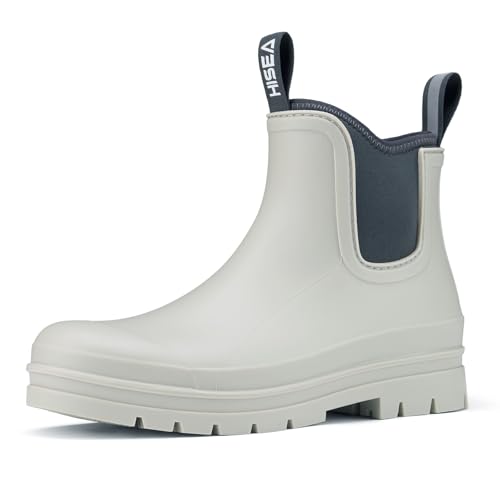 HISEA Women's Chelsea Rubber Rain Boots Ankle Rain Boots Waterproof Women Neoprene Short Garden Boots