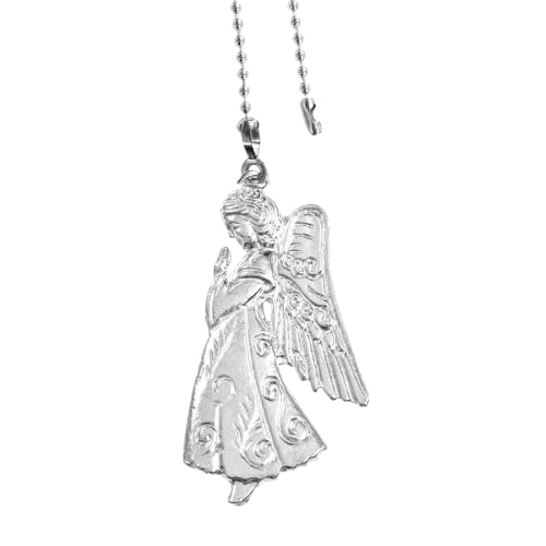 House of Morgan Pewter - Handmade Praying Guardian Angel Gifts - Praying Guardian Angel Lighting Accessories - Ceiling Fan Pulls with Easy to Attach 5 Inch Ball Chain (Praying Guardian Angel)