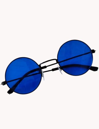 Image of BookMyCostume Kids Round Blue Sunglasses - Circular Sunshades for Boys and Girls - Fashion Summer Outdoor Eyewear Accessory for Birthday, Photo Shoots, and Fancy Dress | Aged 2 to 8 Years