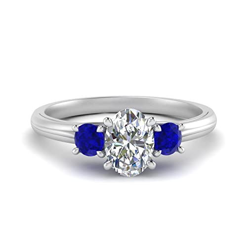 Image of Choose Your Gemstone Classic Three Stone Ring 925 Sterling Silver Oval Shape 3 Stone Engagement Rings Everyday Jewelry Wedding Jewelry Handmade Gifts for Wife US Size 4 to 12