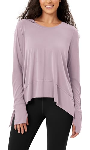 ODODOS Women's Modal Soft Long Sleeve Tee with Thumb Hole Athletic Gym Workout Tops Yoga Shirts